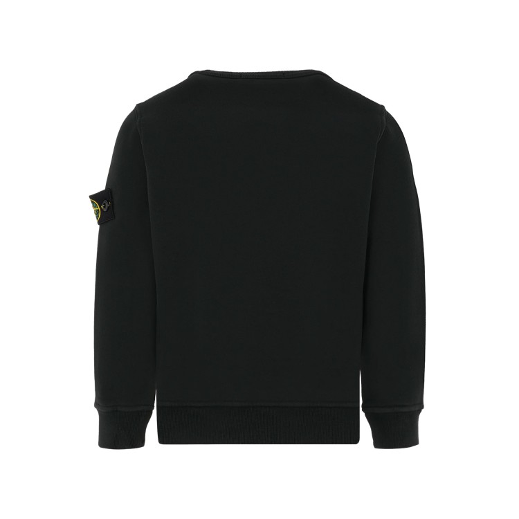 STONE ISLAND Felpa nera girocollo con patch bambini