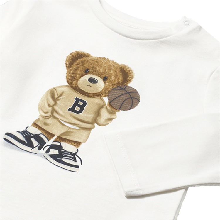 MAYORAL T-shirt panna con stampa orsetto neonato