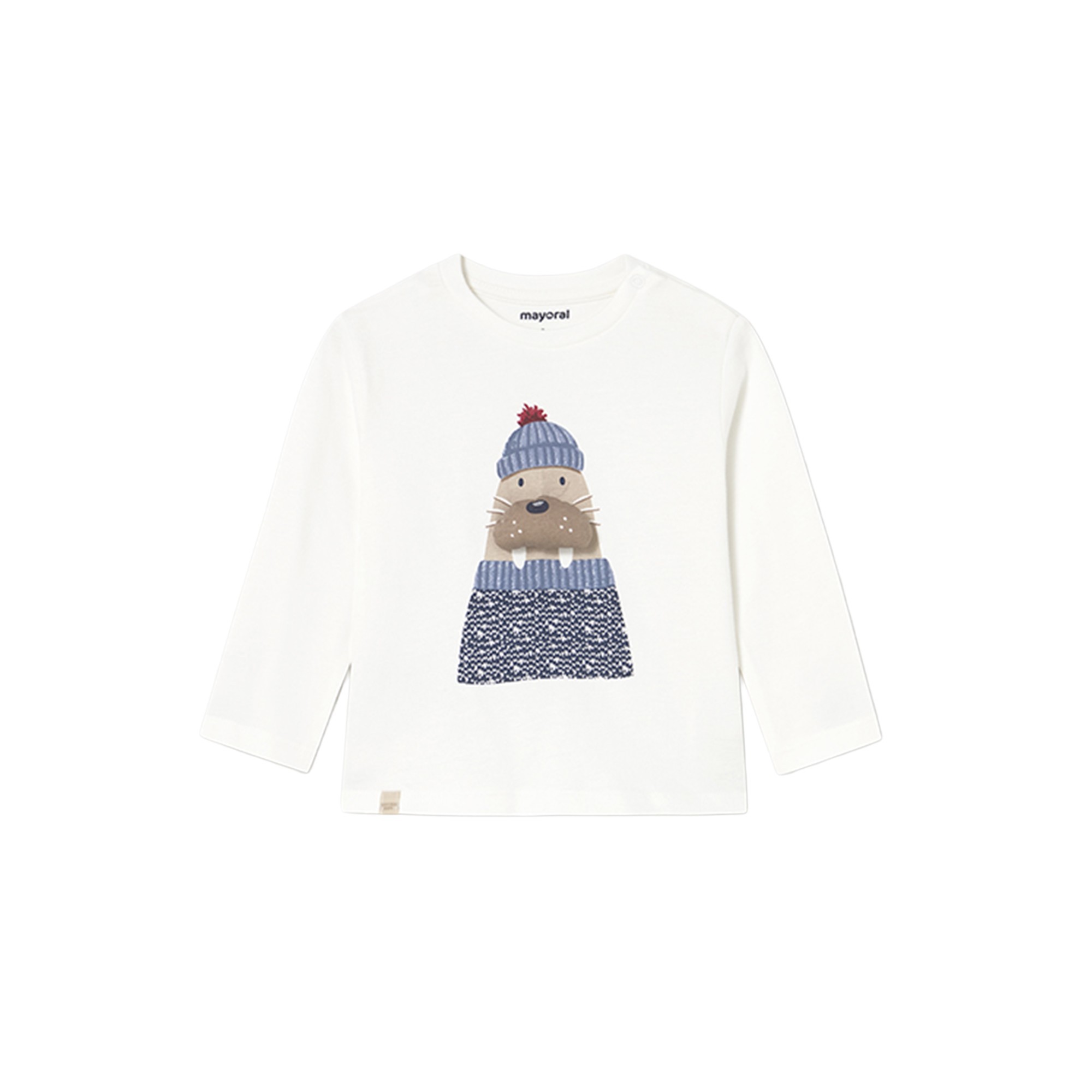 MAYORAL T-shirt panna con animaletto neonato