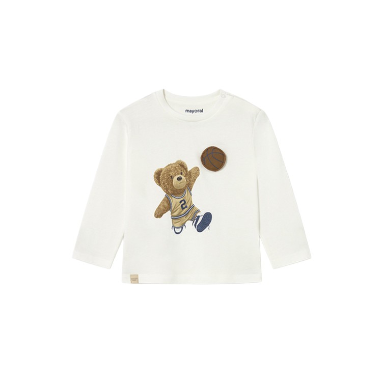 MAYORAL T-shirt panna con orsetto neonato