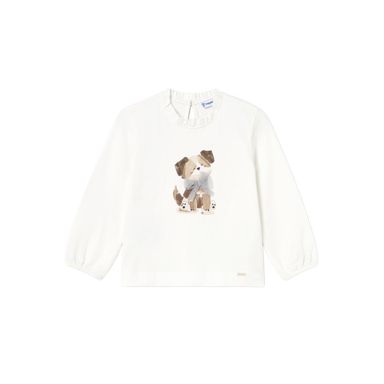 MAYORAL T-shirt panna a maniche lunghe con stampa neonata