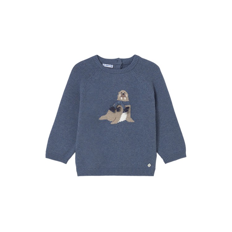 MAYORAL Maglione azzurro con intarsio neonato