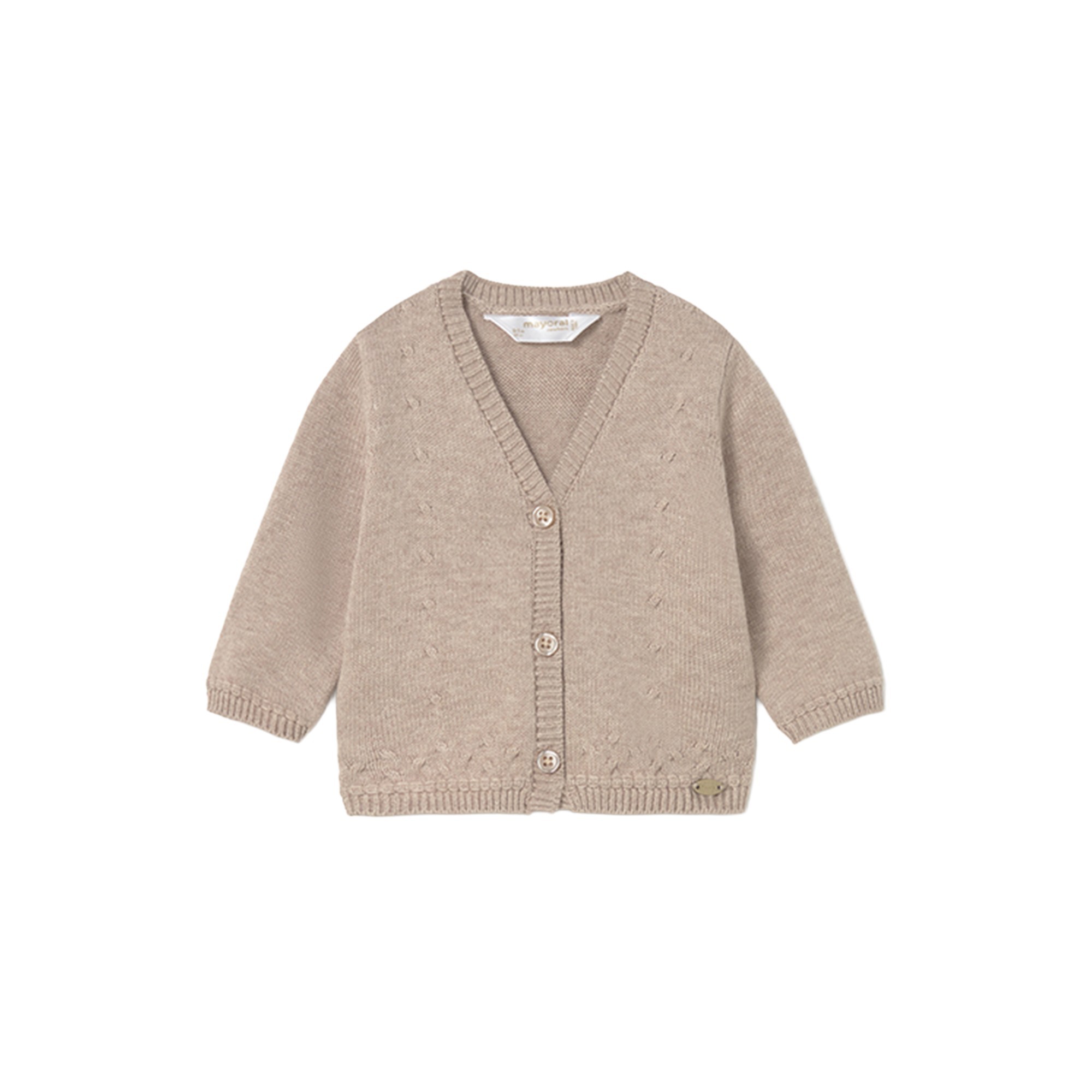 MAYORAL NEWBORN Cardigan beige tricot neonato