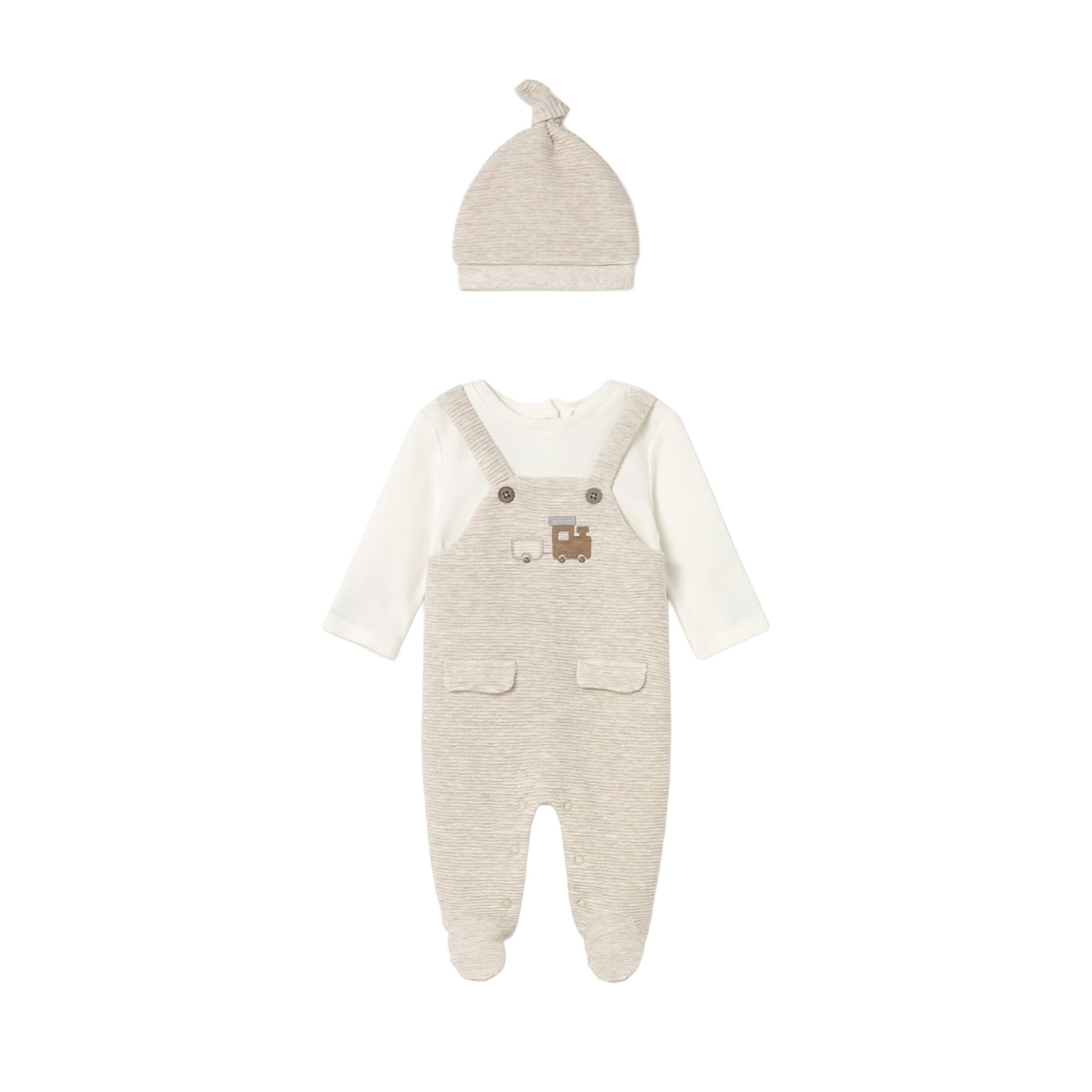 MAYORAL NEWBORN Set 2 pezzi beige tutina e cappello neonato