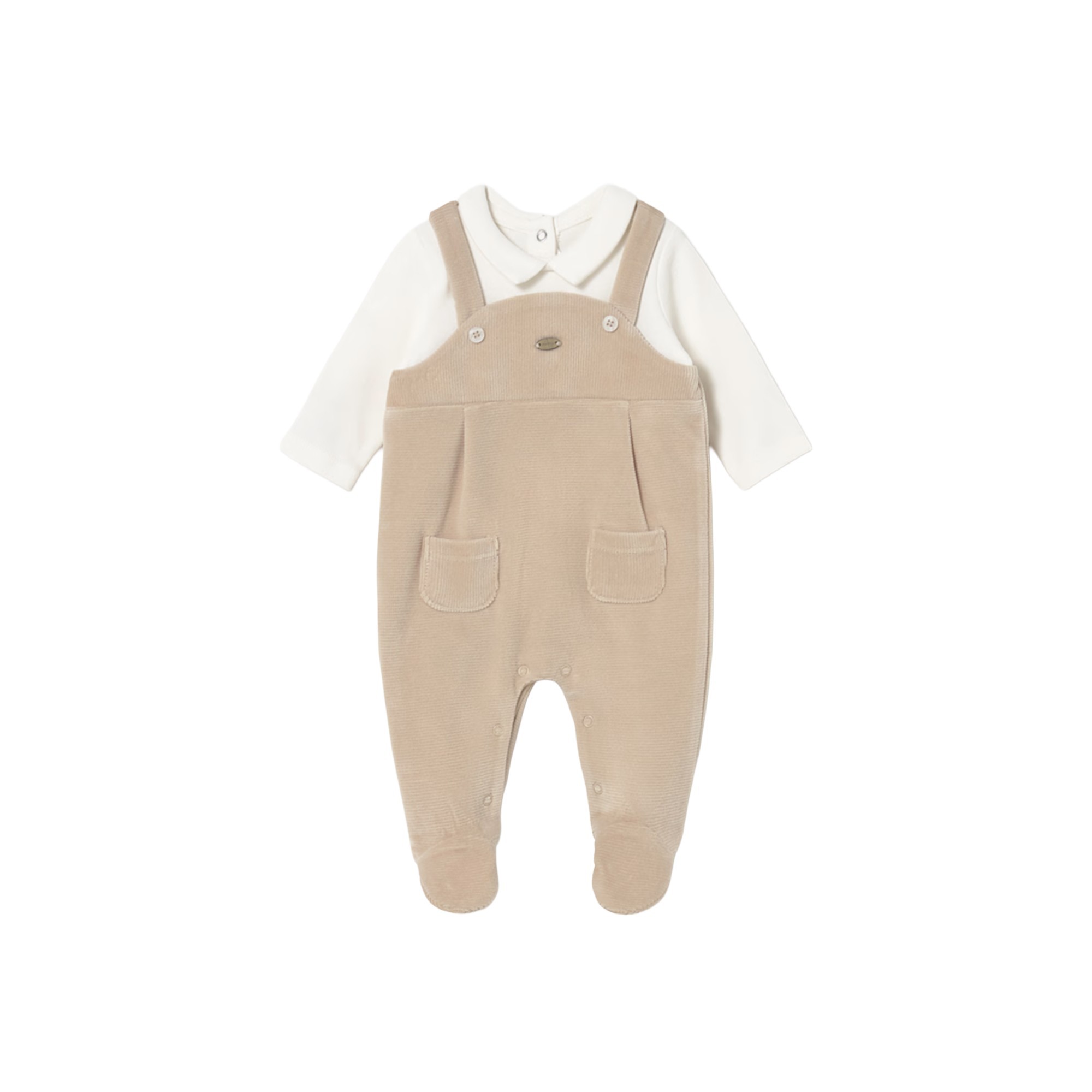 MAYORAL NEWBORN Tutina beige finta salopette neonato