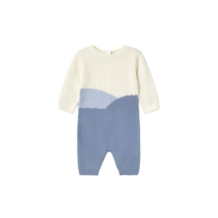MAYORAL NEWBORN Tutina azzurra e bianca in maglia neonato