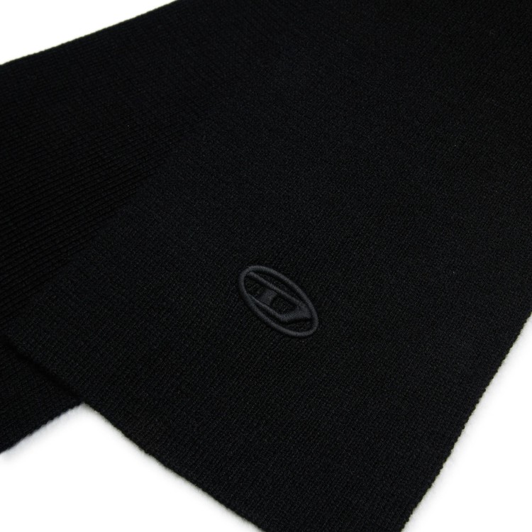 DIESEL Sciarpa nera con logo ricamato bambini