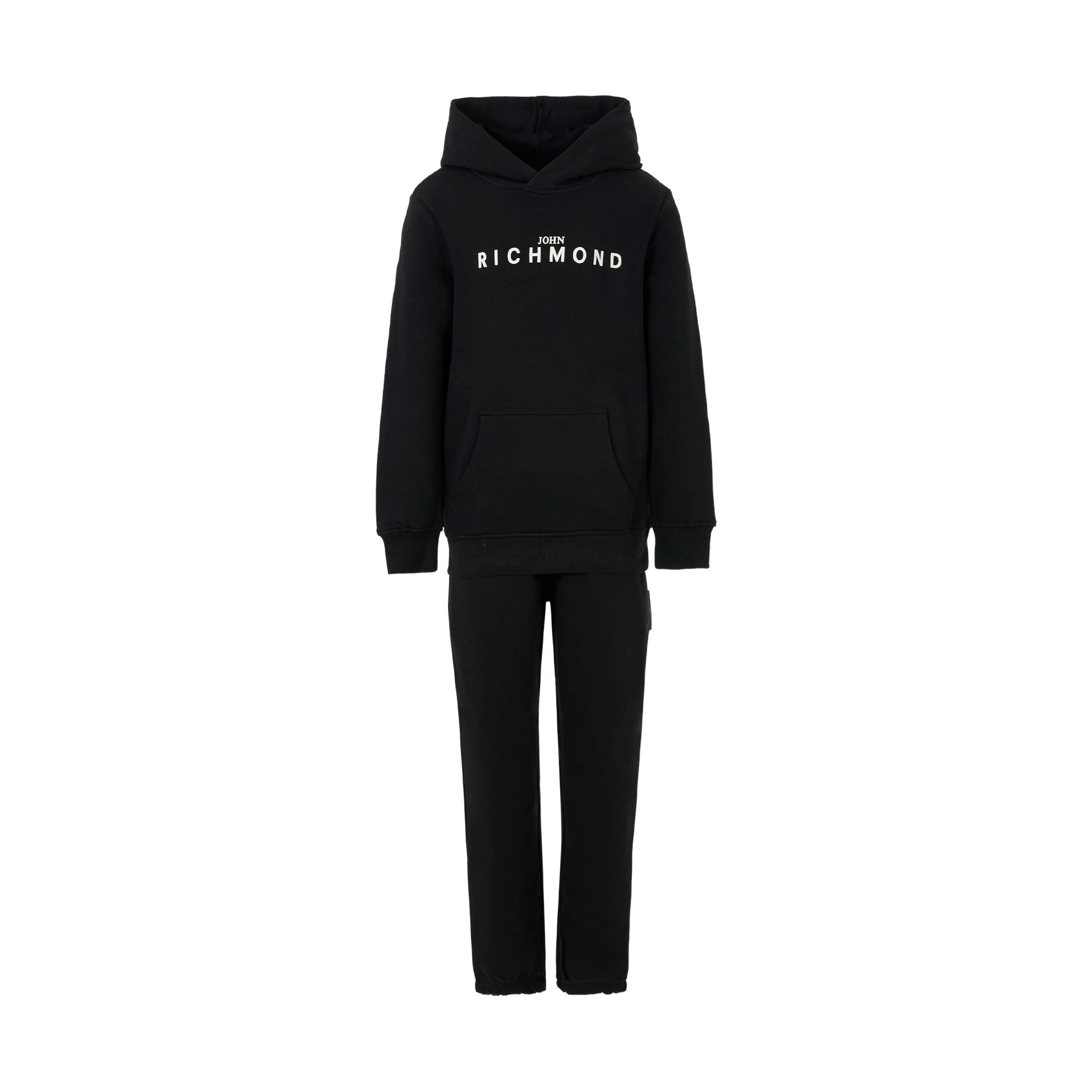 JOHN RICHMOND Tuta sportiva nera con logo bianco bambini