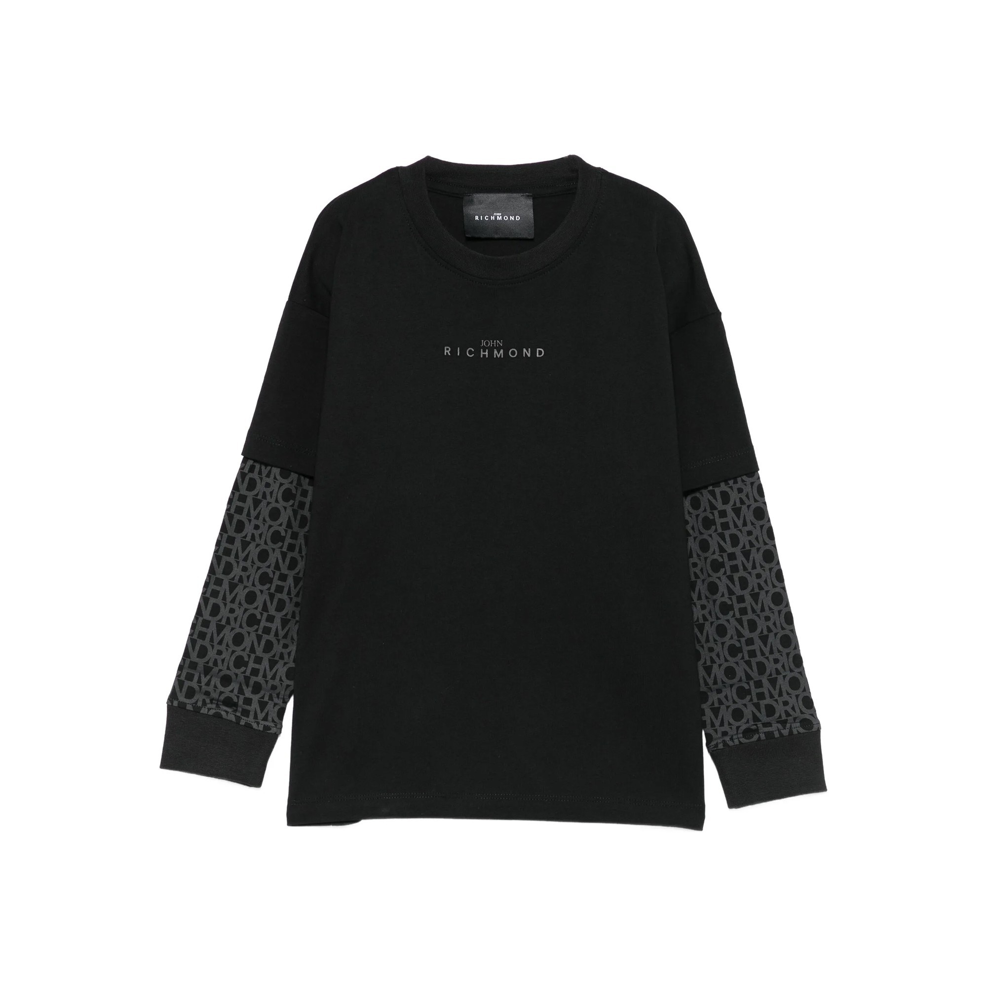JOHN RICHMOND T-shirt nera a maniche lunghe bambini