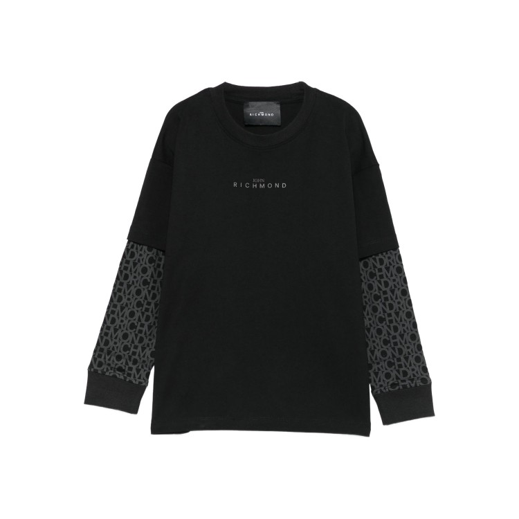 JOHN RICHMOND T-shirt nera a maniche lunghe bambini
