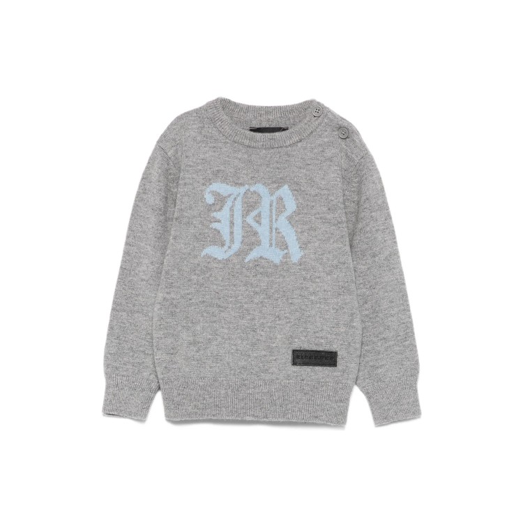 JOHN RICHMOND Maglione grigio con logo a intarsio neonati
