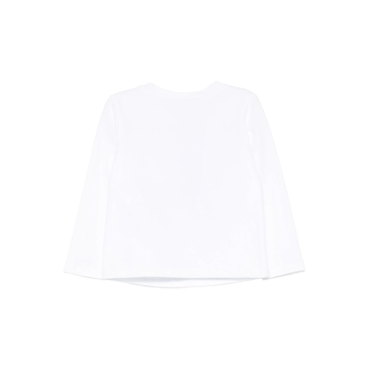 TWIN-SET T-shirt bianca a maniche lunghe stampa teddy bambina