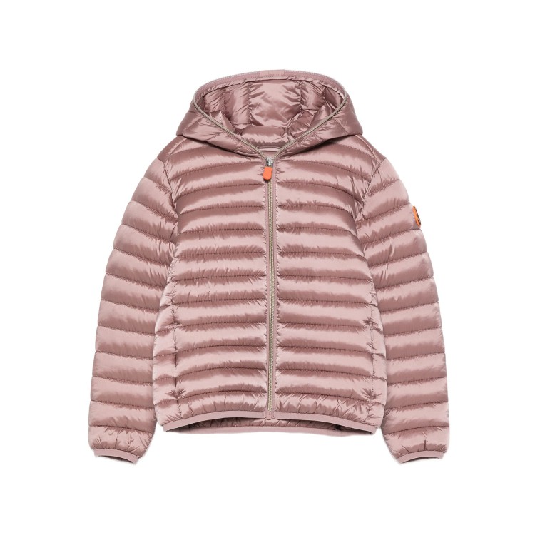 SAVE THE DUCK Piumino Iris malva con cappuccio bambina