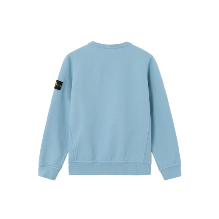 STONE ISLAND Felpa azzurra girocollo con patch bambini