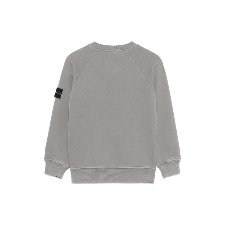 STONE ISLAND Felpa grigia girocollo con patch bambini