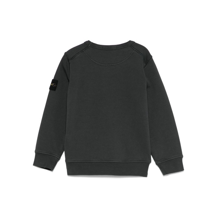 STONE ISLAND Felpa antracite girocollo con patch bambini