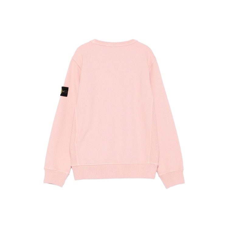 STONE ISLAND Felpa rosa girocollo con patch bambini
