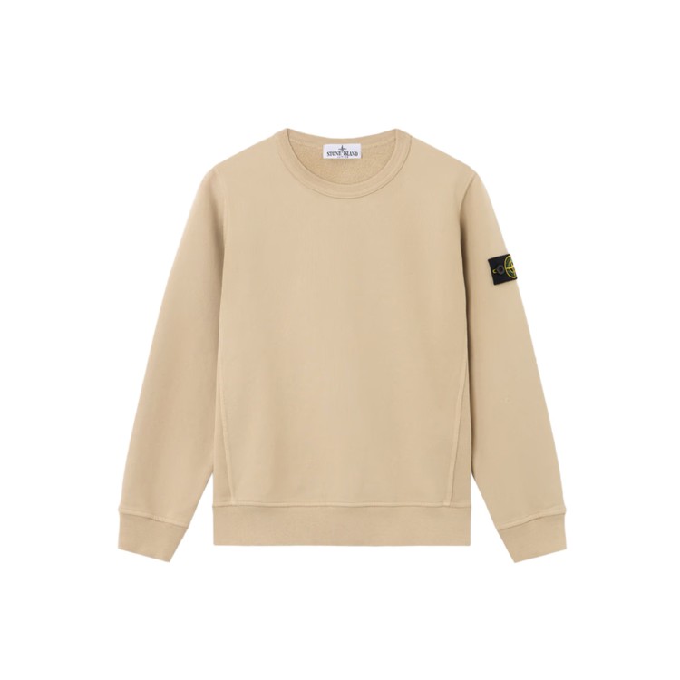 STONE ISLAND Felpa sabbia girocollo con patch bambini