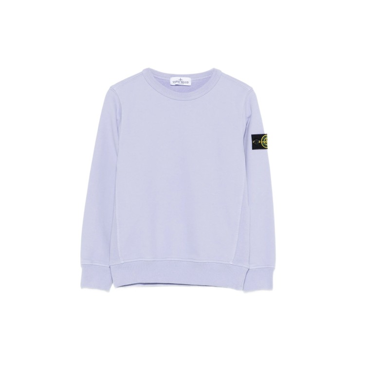 STONE ISLAND Felpa lilla girocollo con patch bambini