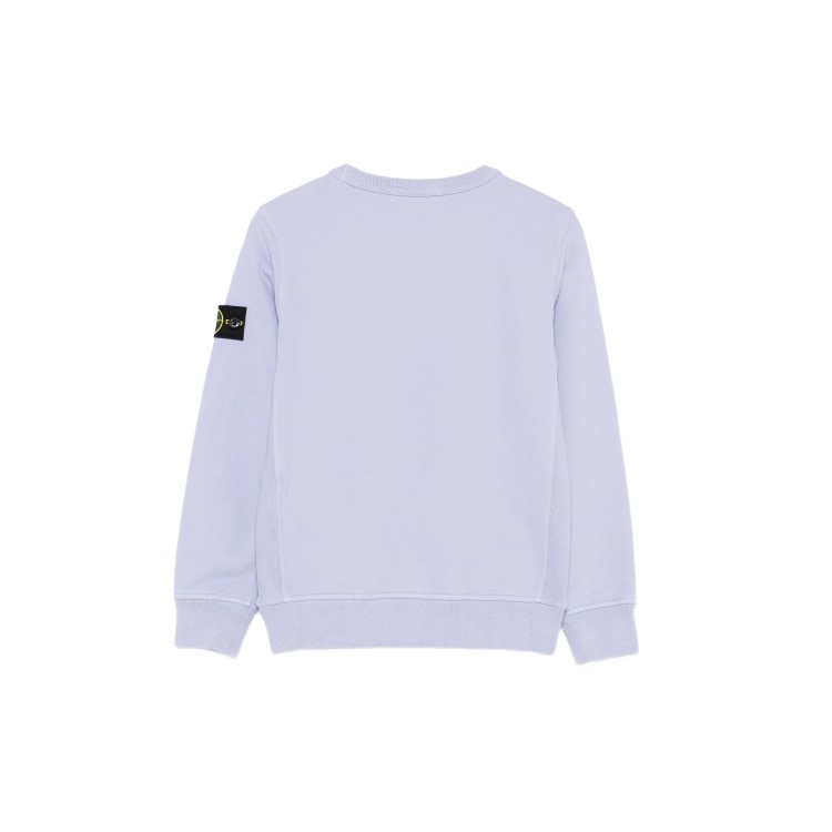 STONE ISLAND Felpa lilla girocollo con patch bambini