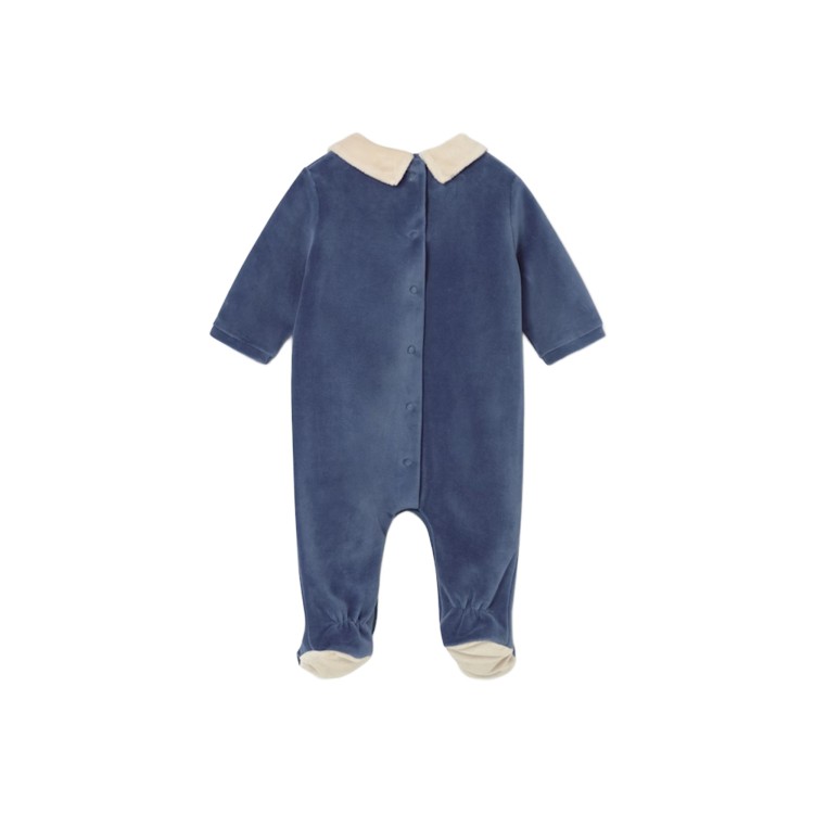 MAYORAL NEWBORN Tutina blu scuro in ciniglia neonato