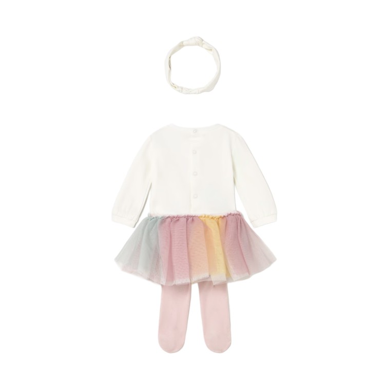 MAYORAL NEWBORN Completo 3 pezzi multicolore tutù neonata
