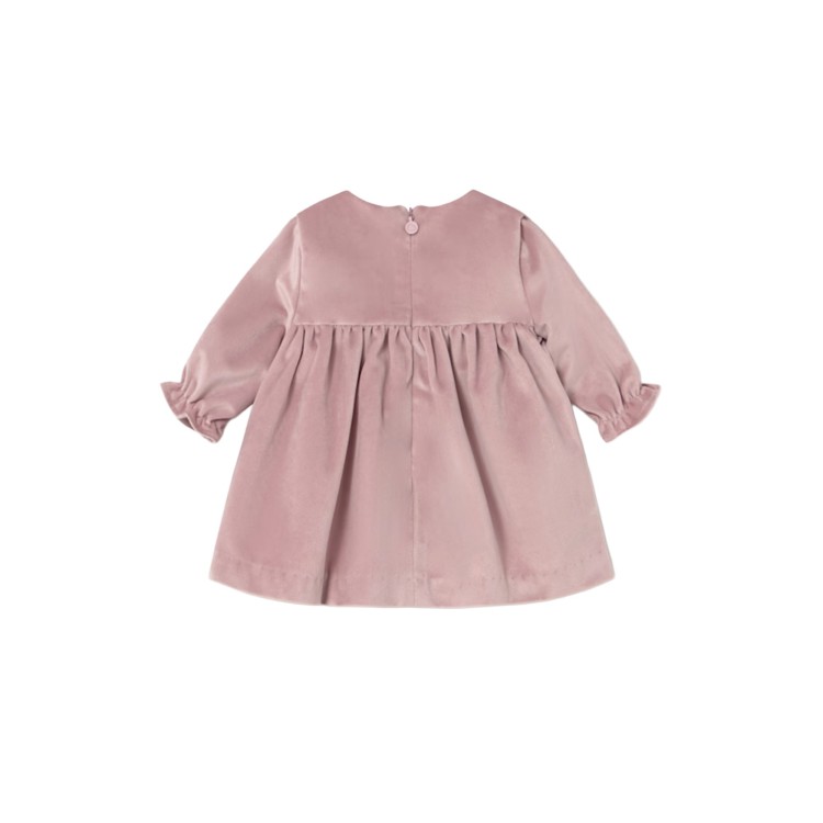 MAYORAL NEWBORN Vestito rosa in velluto neonata