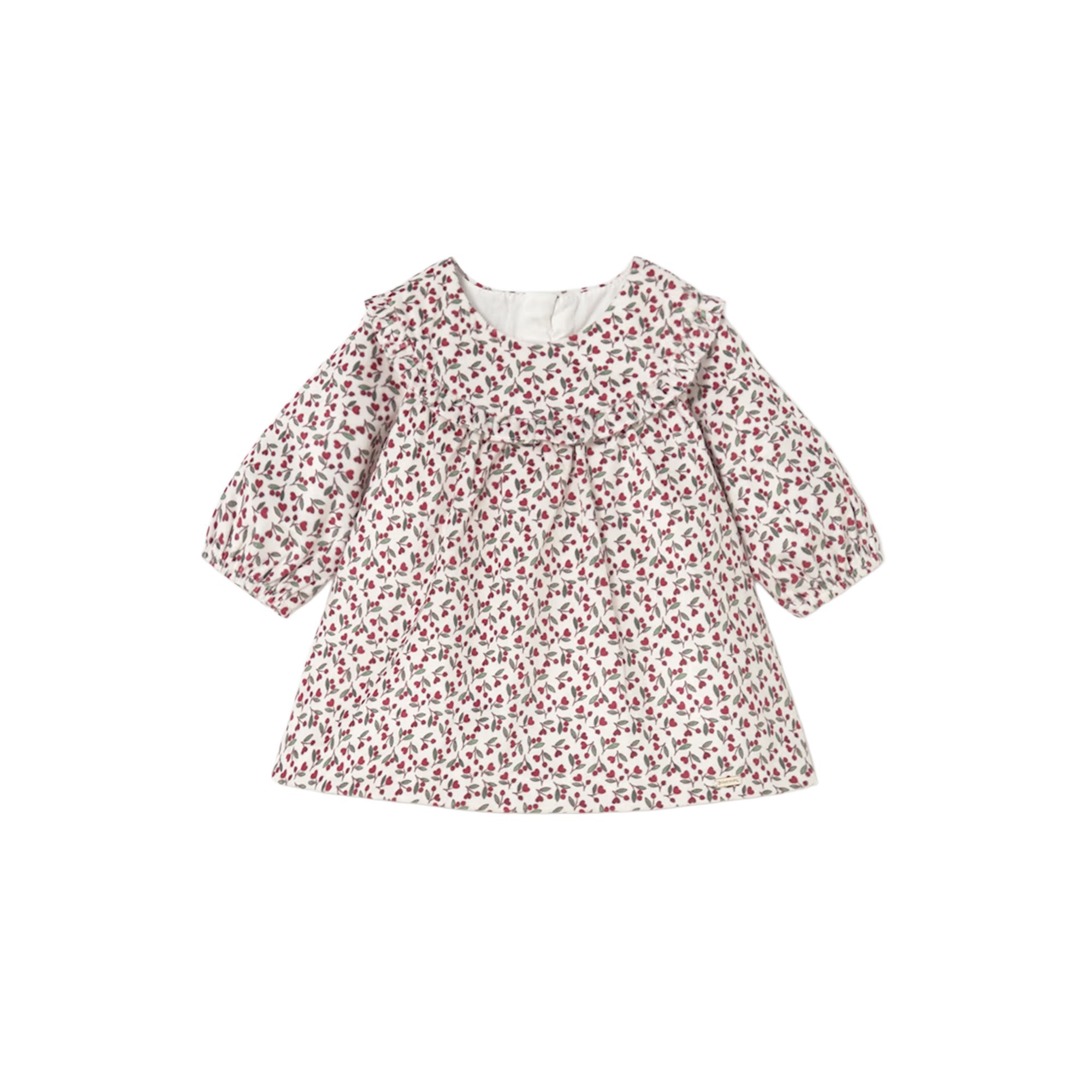 MAYORAL NEWBORN Vestito amarena in velluto stampato neonata