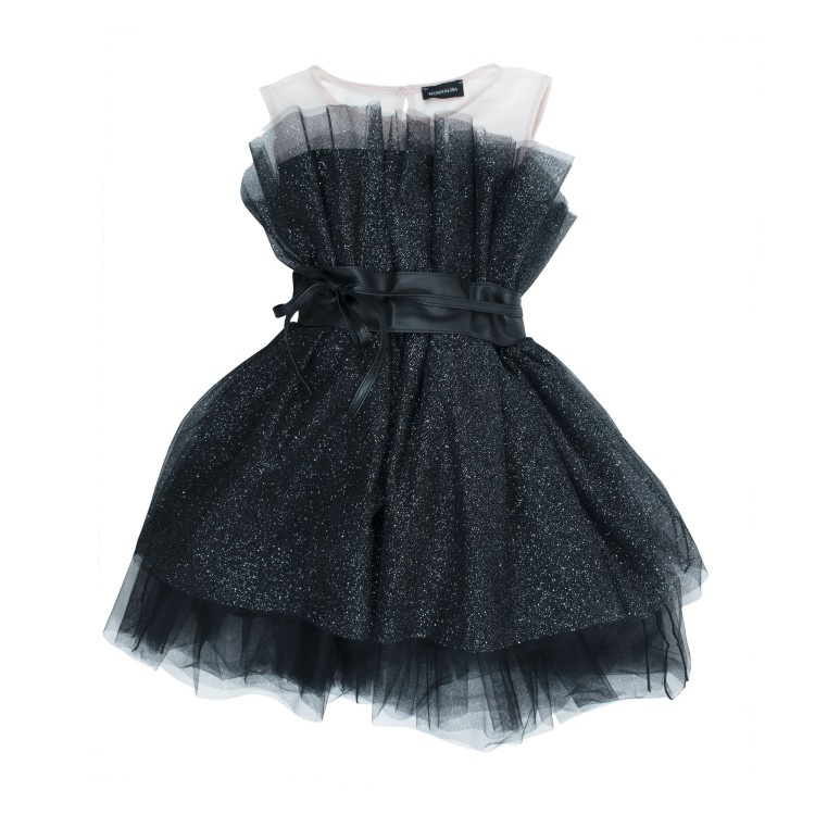 MONNALISA Abito nero glitterato bambina