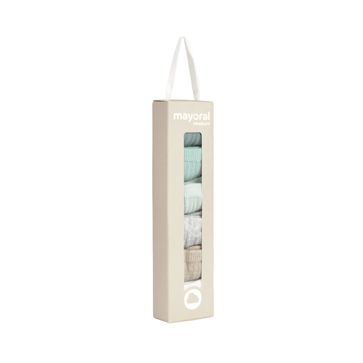 MAYORAL NEWBORN Set 6 calze neutre e verdi neonati