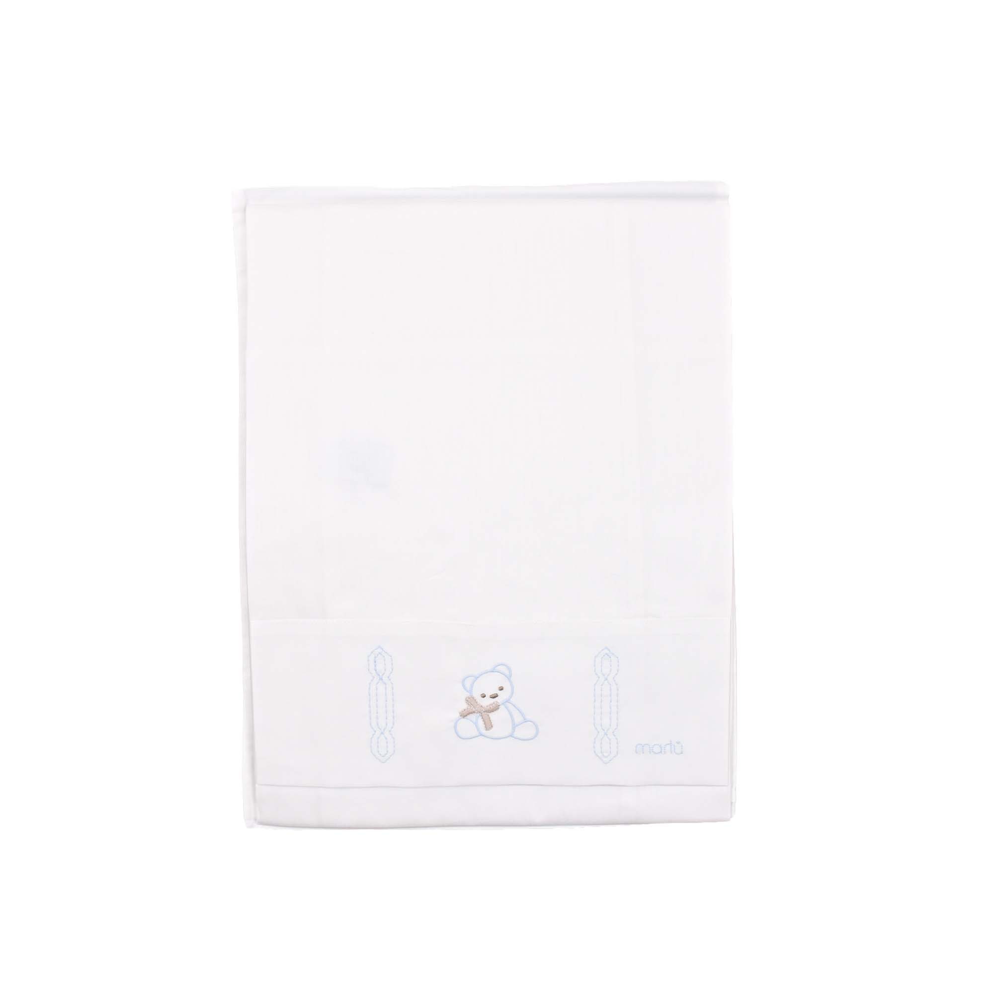 MARLU' Set lenzuolino bianco orsetto celeste neonato