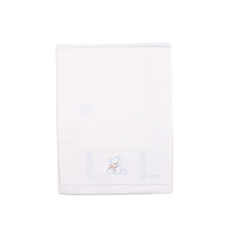 MARLU' Set lenzuolino bianco orsetto celeste neonato