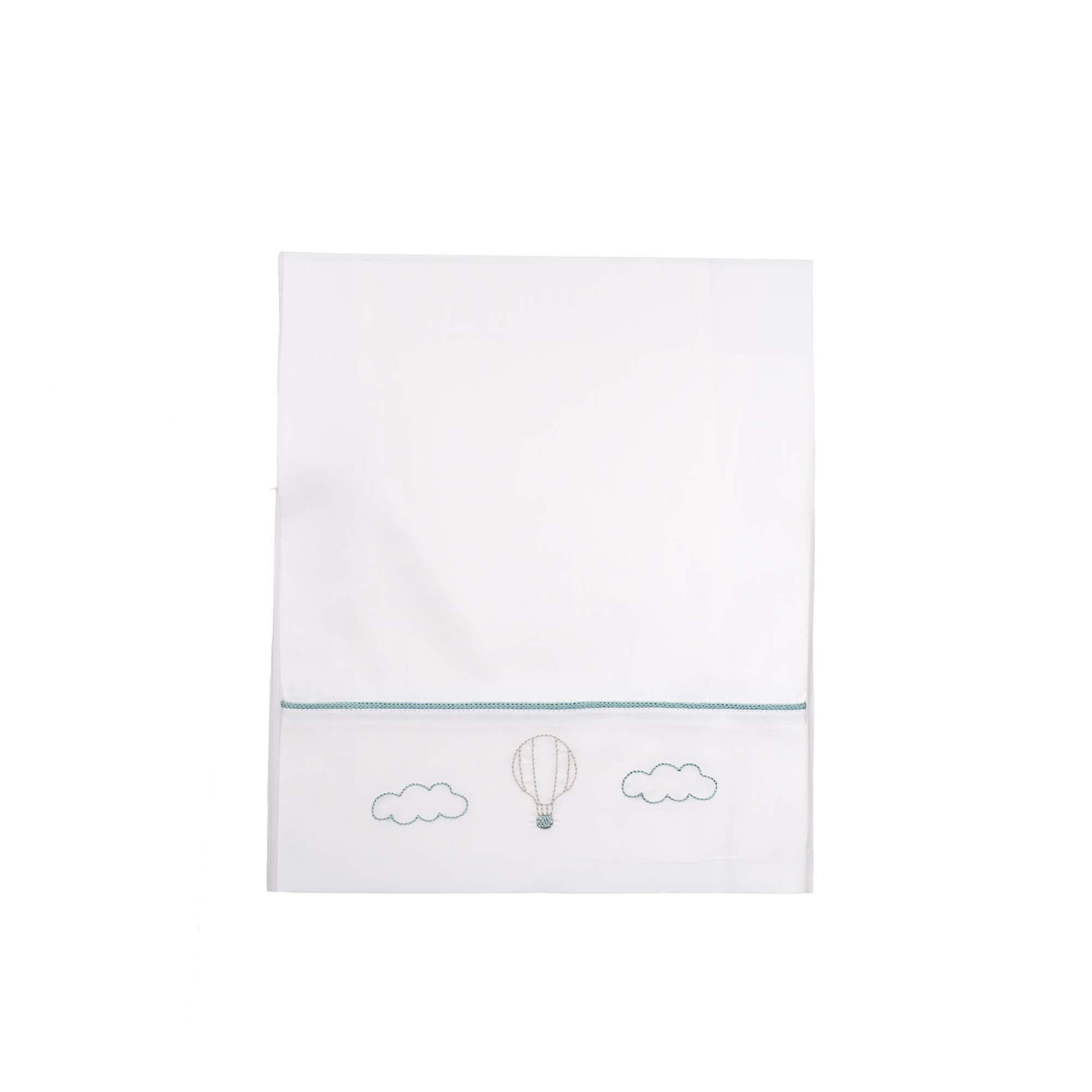 MARLU' Set lenzuolino bianco ricami salvia neonati