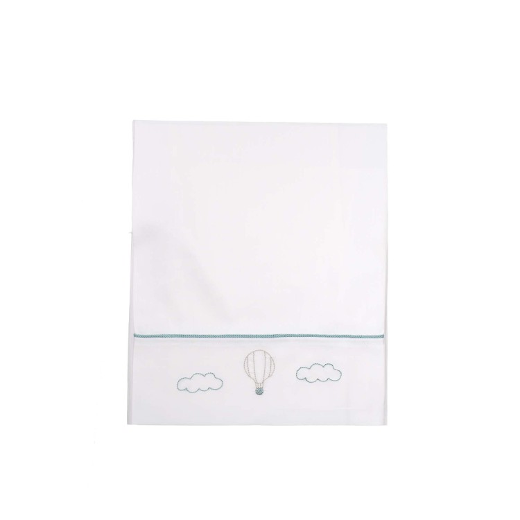 MARLU' Set lenzuolino bianco ricami salvia neonati