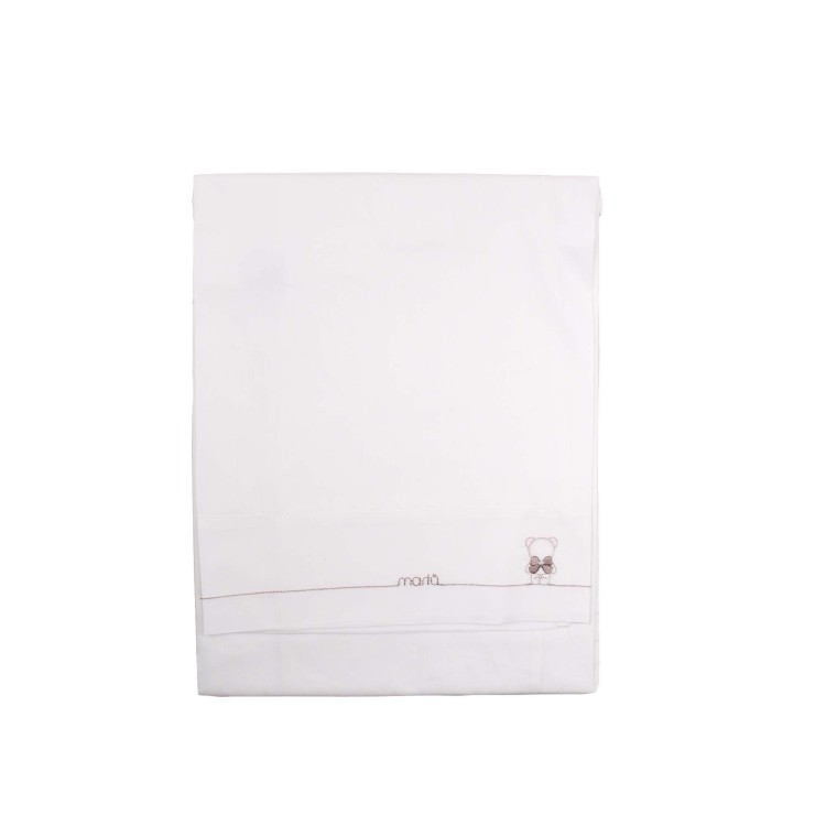 MARLU' Set lenzuolino bianco ricami fucsia neonata