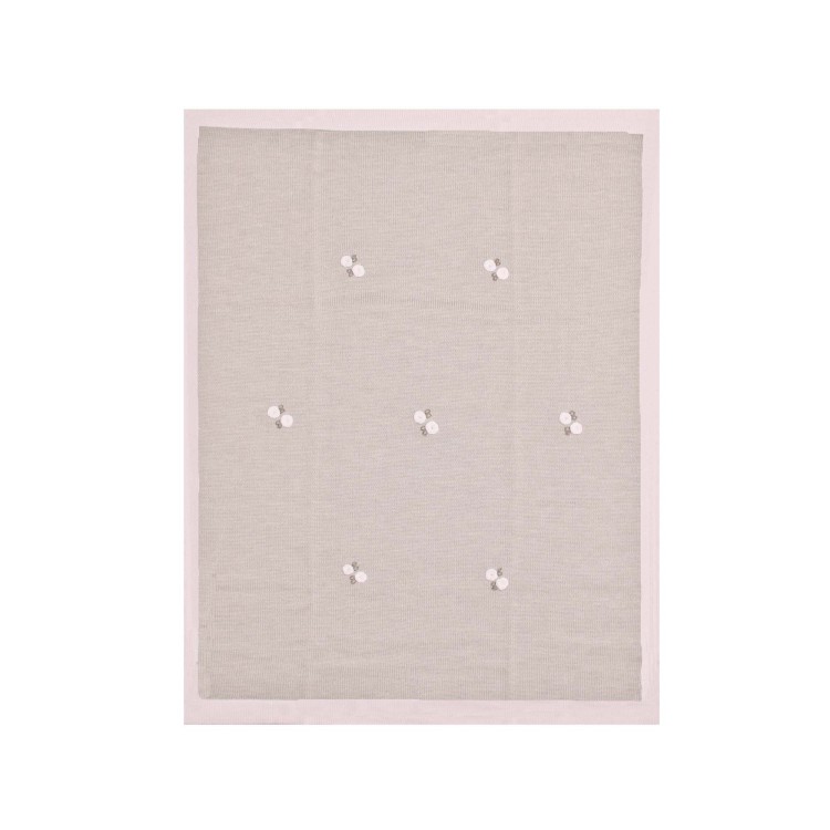 MARLU' Copertina tortora e rosa con ricamo neonata
