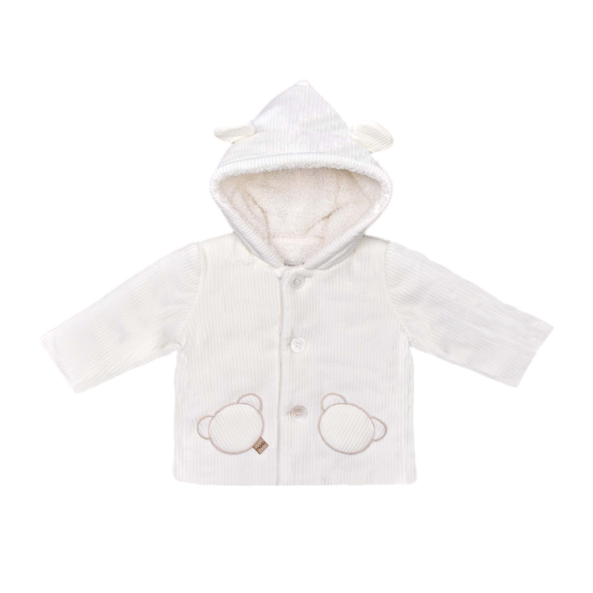 MARLU' Cappottino bianco con cappuccio neonati