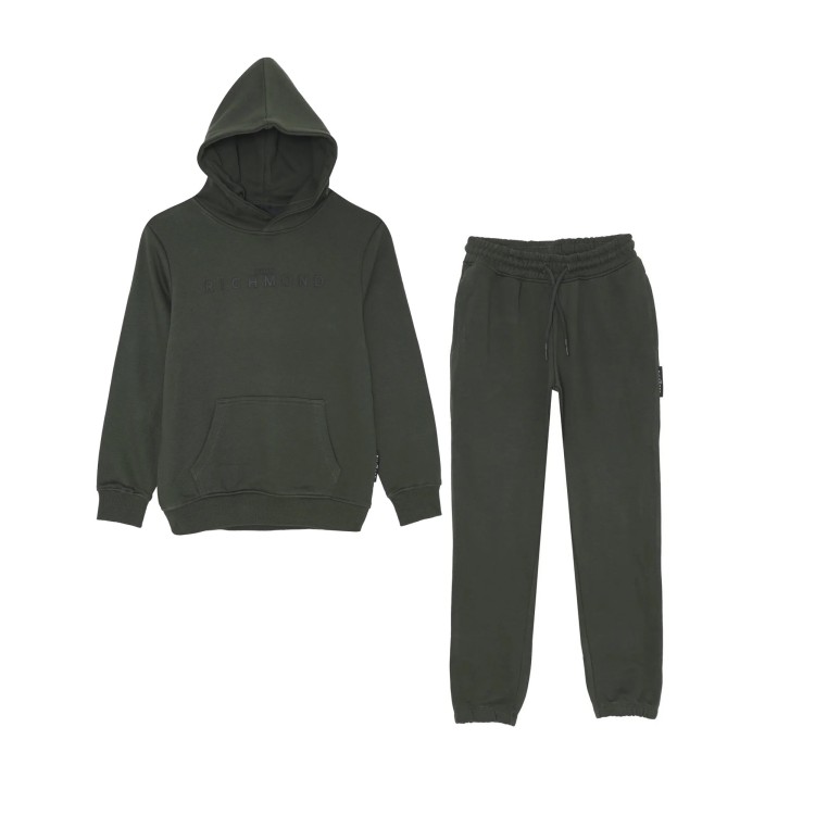 JOHN RICHMOND Tuta sportiva verde con logo nero bambini
