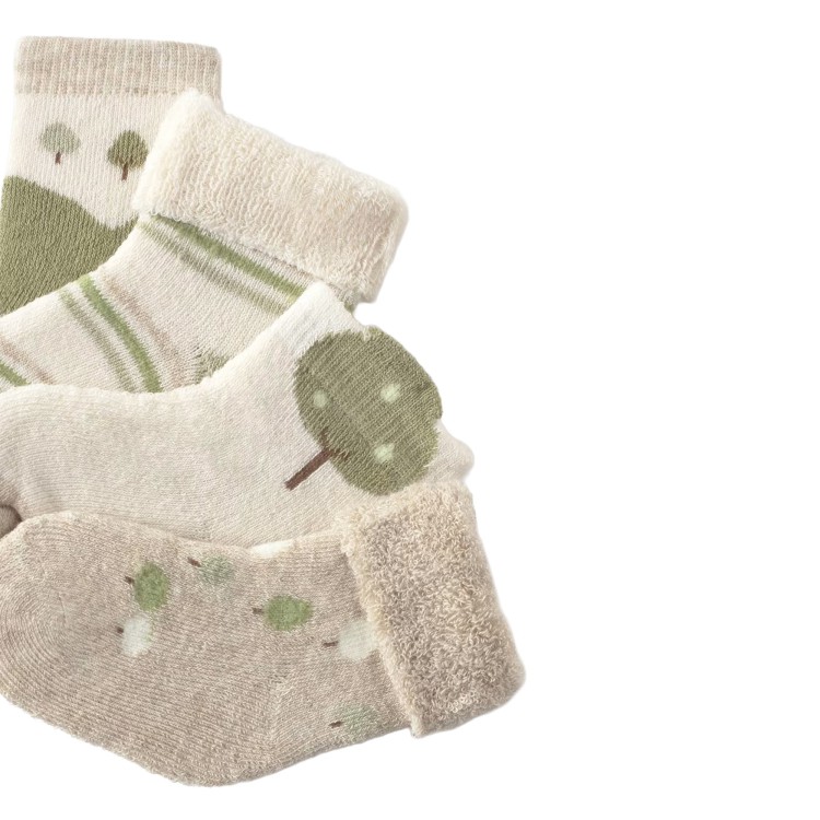 MAYORAL NEWBORN Set 4 calze salvia e panna neonati