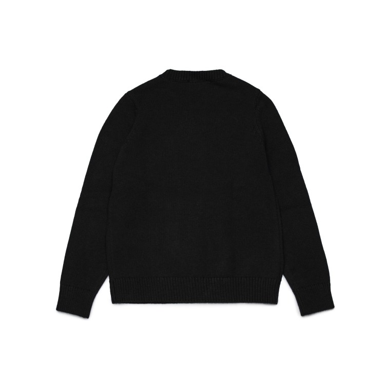 DIESEL Maglia nera con logo ricamato bambini