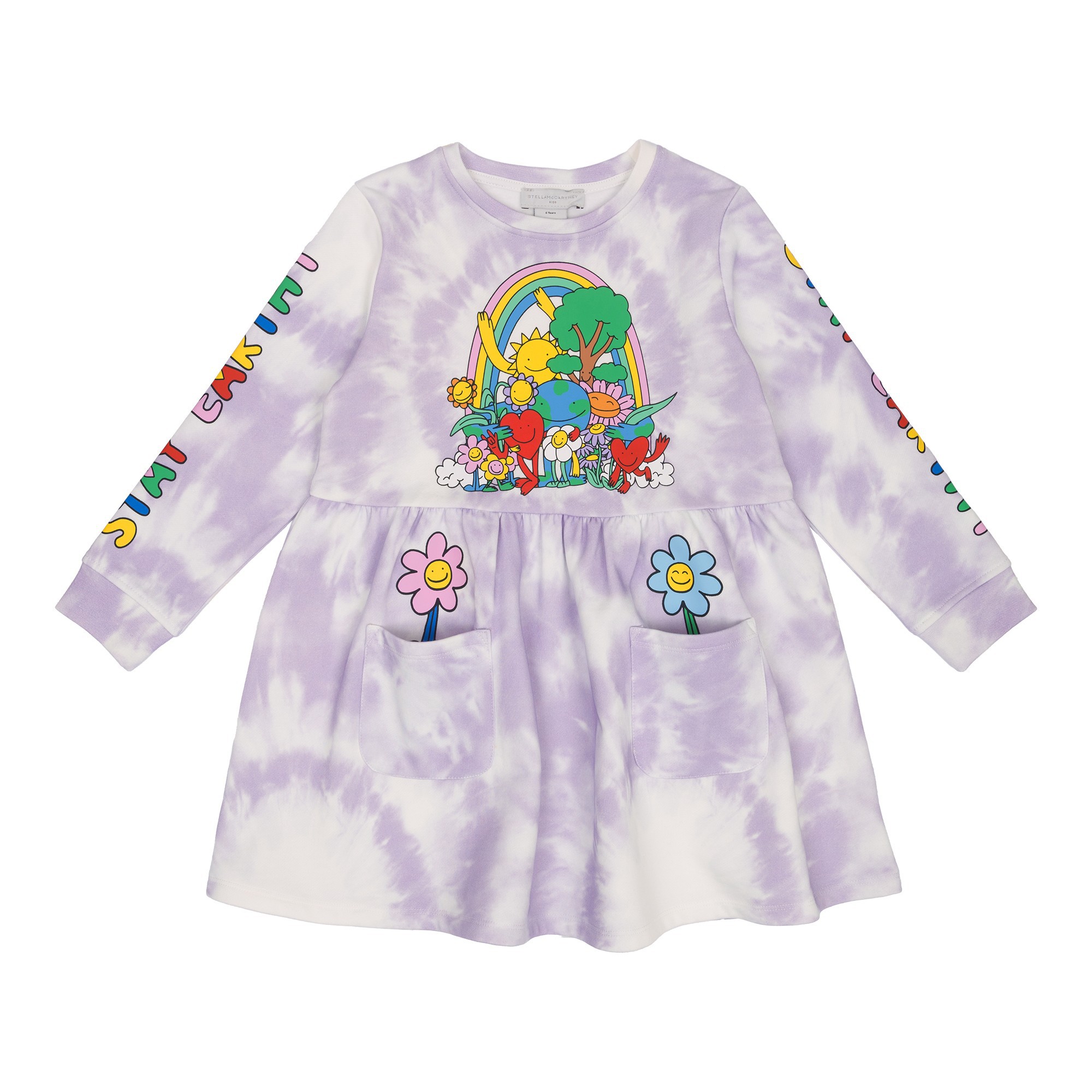 STELLA McCARTNEY Abito viola in cotone tie-dye bambina