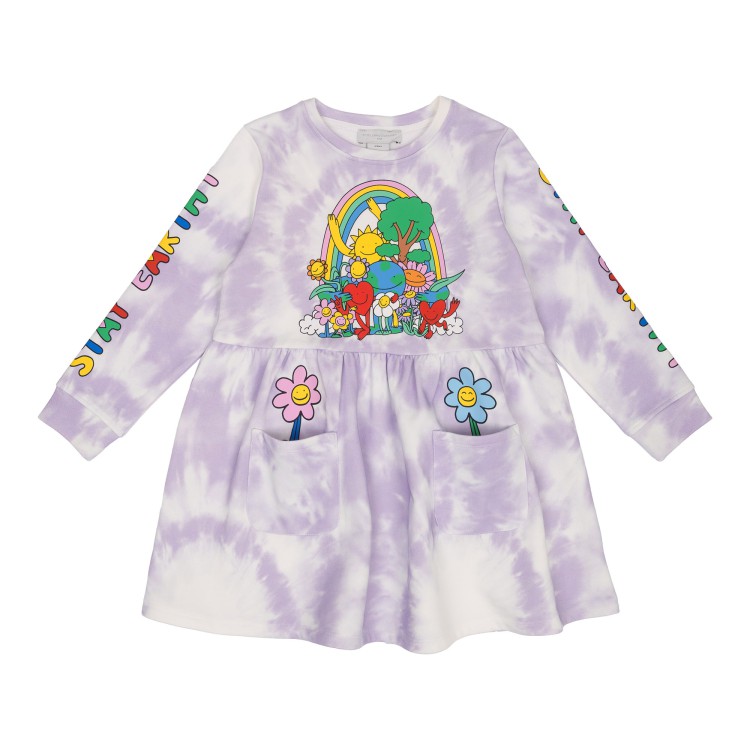 STELLA McCARTNEY Abito viola in cotone tie-dye bambina