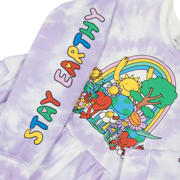STELLA McCARTNEY Abito viola in cotone tie-dye bambina