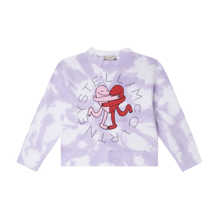 STELLA McCARTNEY Felpa lilla tie-dye con stampa bambina