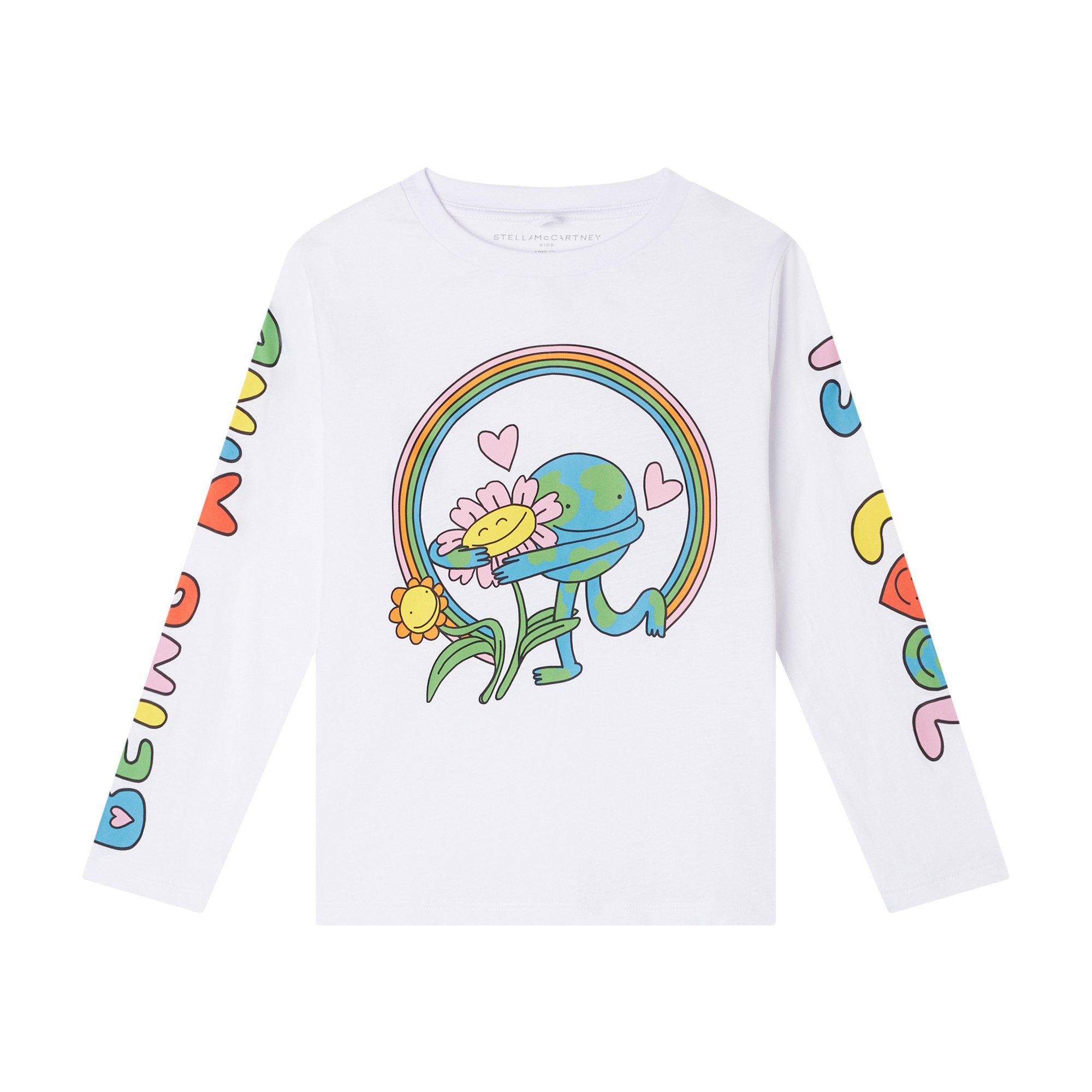 STELLA McCARTNEY T-shirt bianca a maniche lunghe con stampa bambina