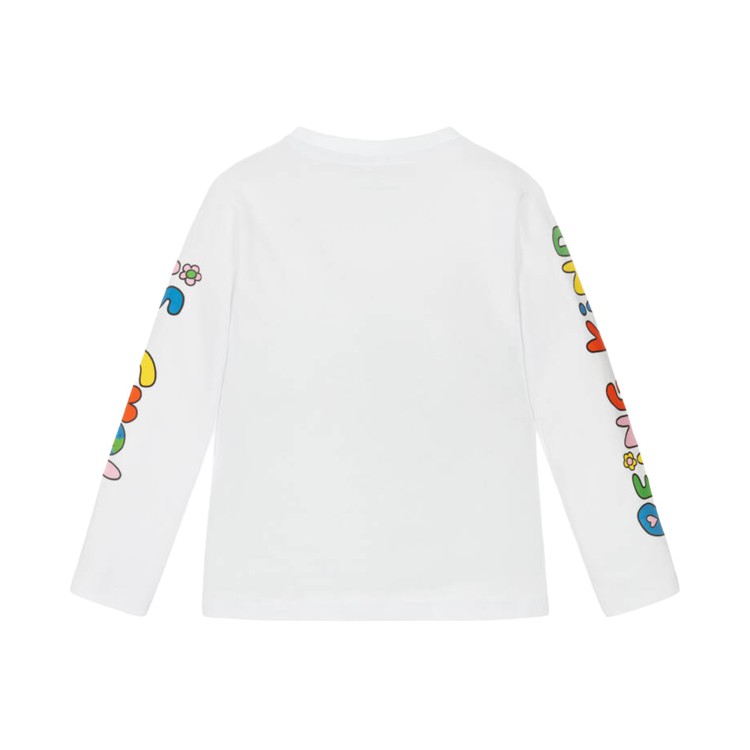 STELLA McCARTNEY T-shirt bianca a maniche lunghe con stampa bambina