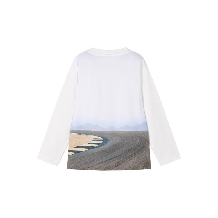 MAYORAL T-shirt bianca a maniche lunghe moto bambino