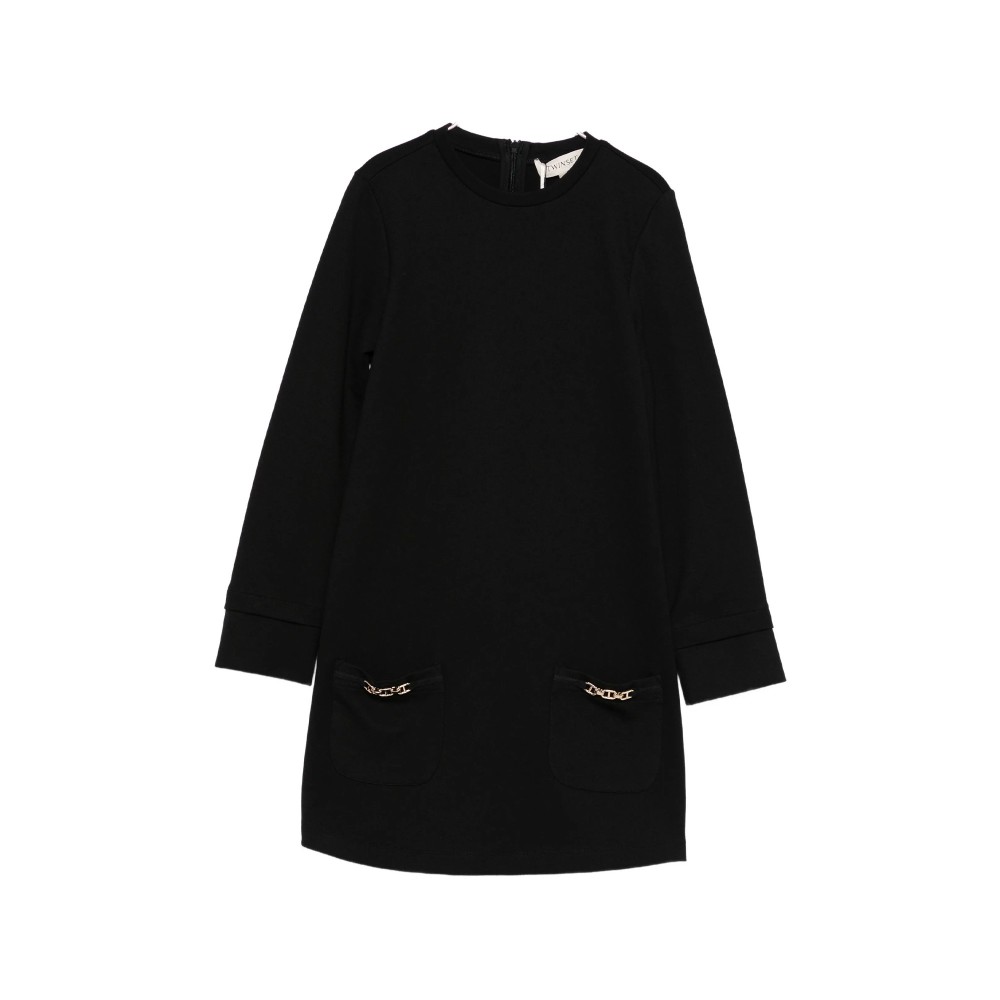 TWIN-SET Abito nero midi...