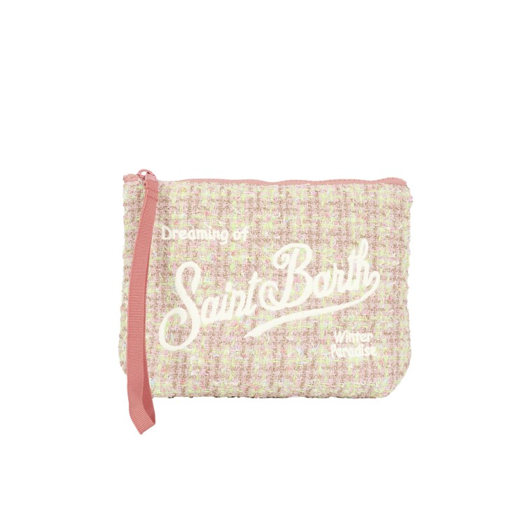 SAINT BARTH Pochette Aline rosa in tweed bambina