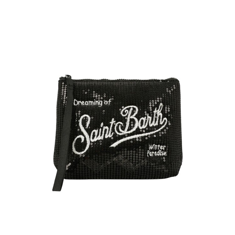 SAINT BARTH Pochette Aline nera con paillettes bambina